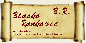 Blaško Ranković vizit kartica